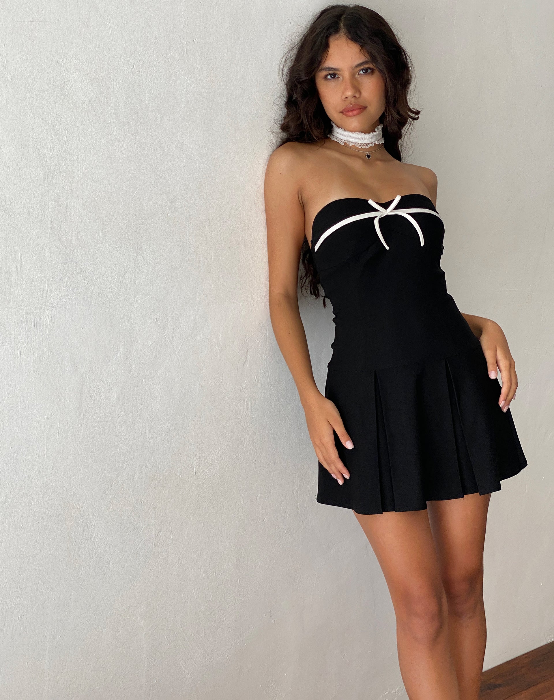Panolia Bow Front Mini Dress in Tailoring Black Panolia Bow Front Mini Dress in Tailoring Black