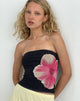 Image of Peggy Bandeau Top in Watercolour Floral Black and Pink
