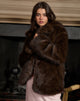 Image of Pepita Jacket in Faux Fur Dark Brown