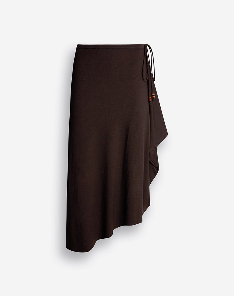 Image of Phemia Maxi Skirt with Beads in Jersey Chocolate Brown