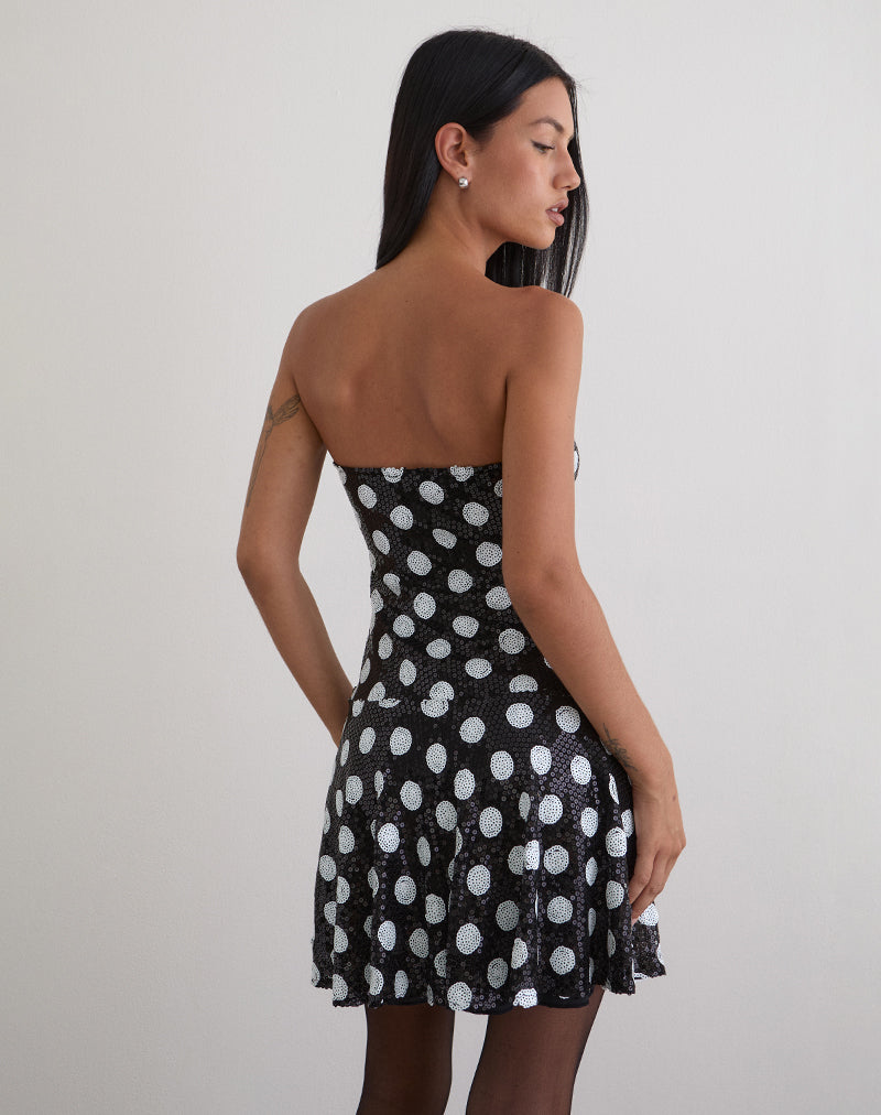 Image of Pipo Mini Dress in Polka Sequin Monochrome