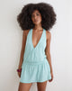 Image of Pippa Plunge Wrap Mini Dress in Jersey Aqua