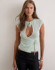 Image of Porsha Keyhole Top in Shimmer Mesh Knit Green