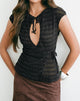 Image of Porsha Keyhole Top in Shimmer Mesh Knit Black
