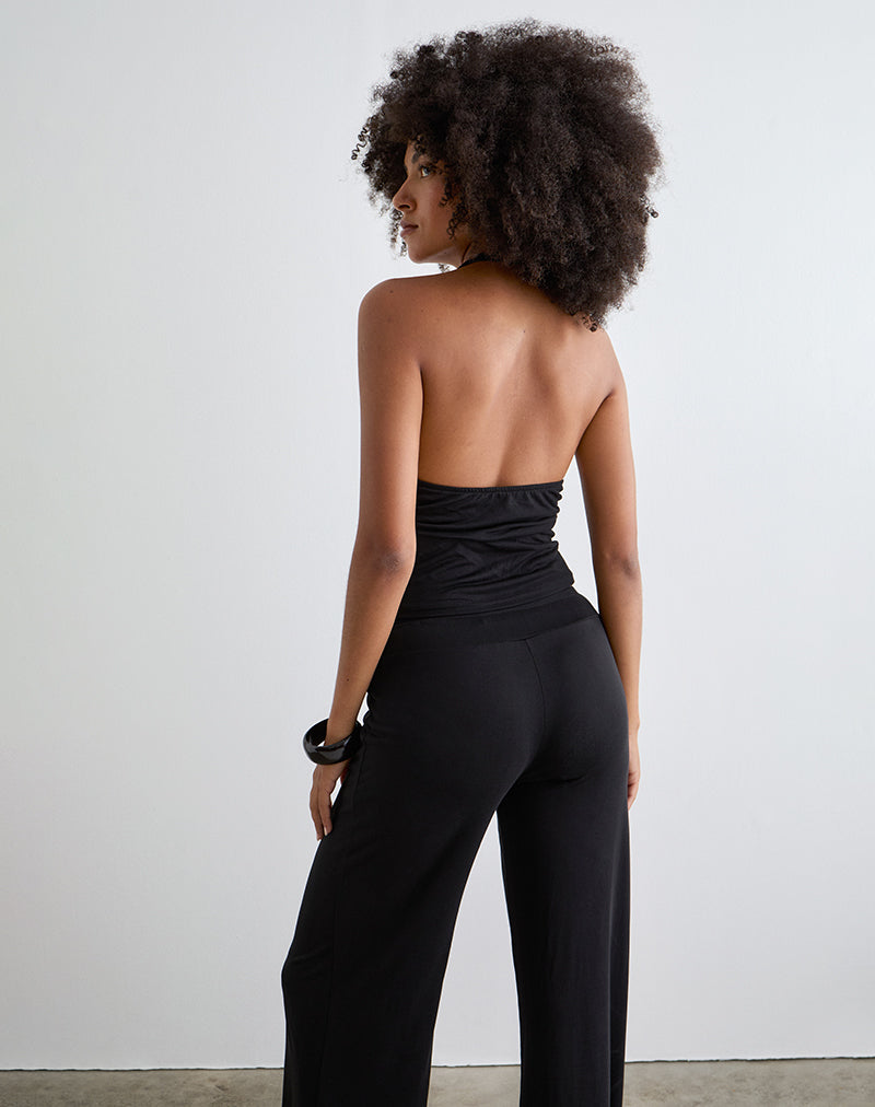 Image of Prilla Halter Top in Cupro Black