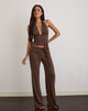 Image of Prilla Halterneck Top in Cupro Dark Brown