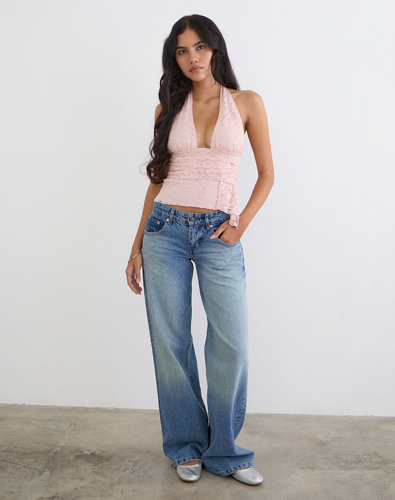 Image of Prilla Halterneck Top in Lace Soft Pink