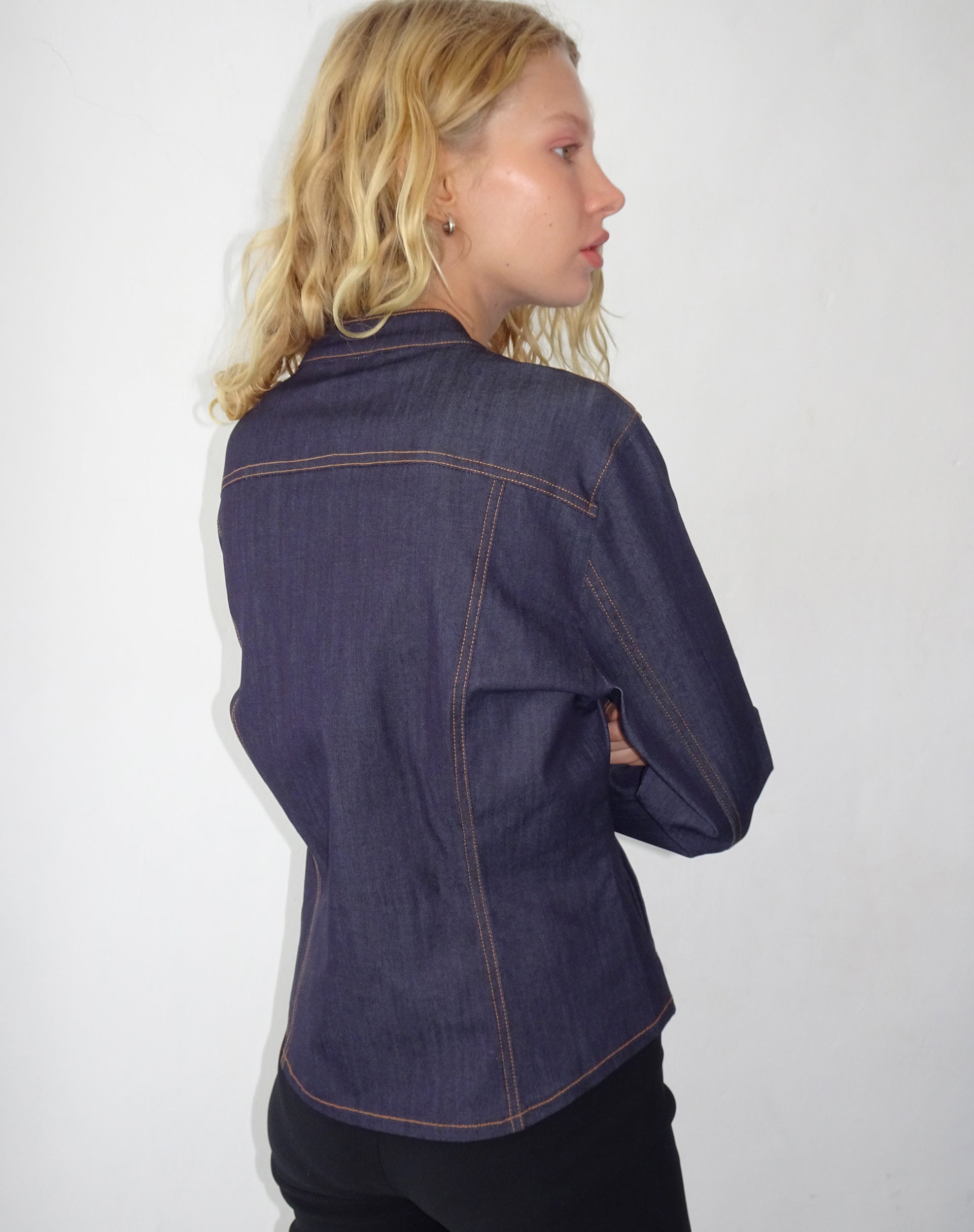 Image of Puria Fitted Denim Look Tailored Jacket