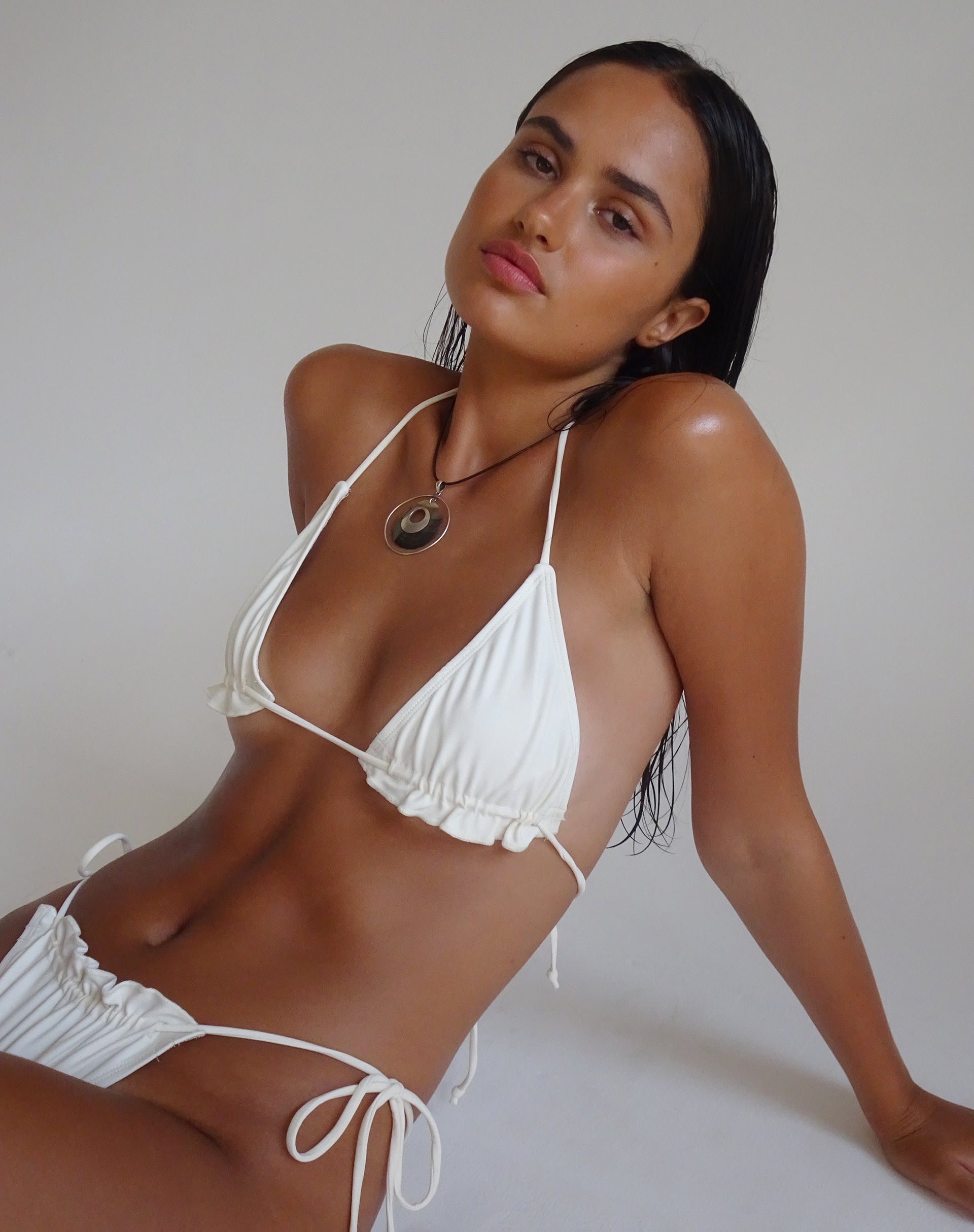 Image of Purna Frill Bikini Top in Cream