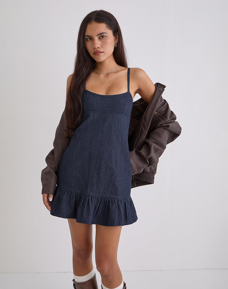 Image of Pamina Mini Dress in Denim Indigo