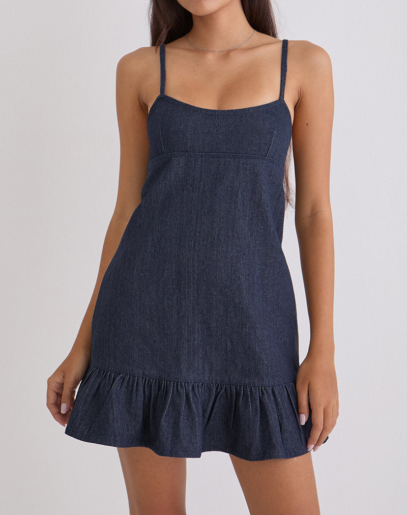 Image of Pamina Mini Dress in Denim Indigo