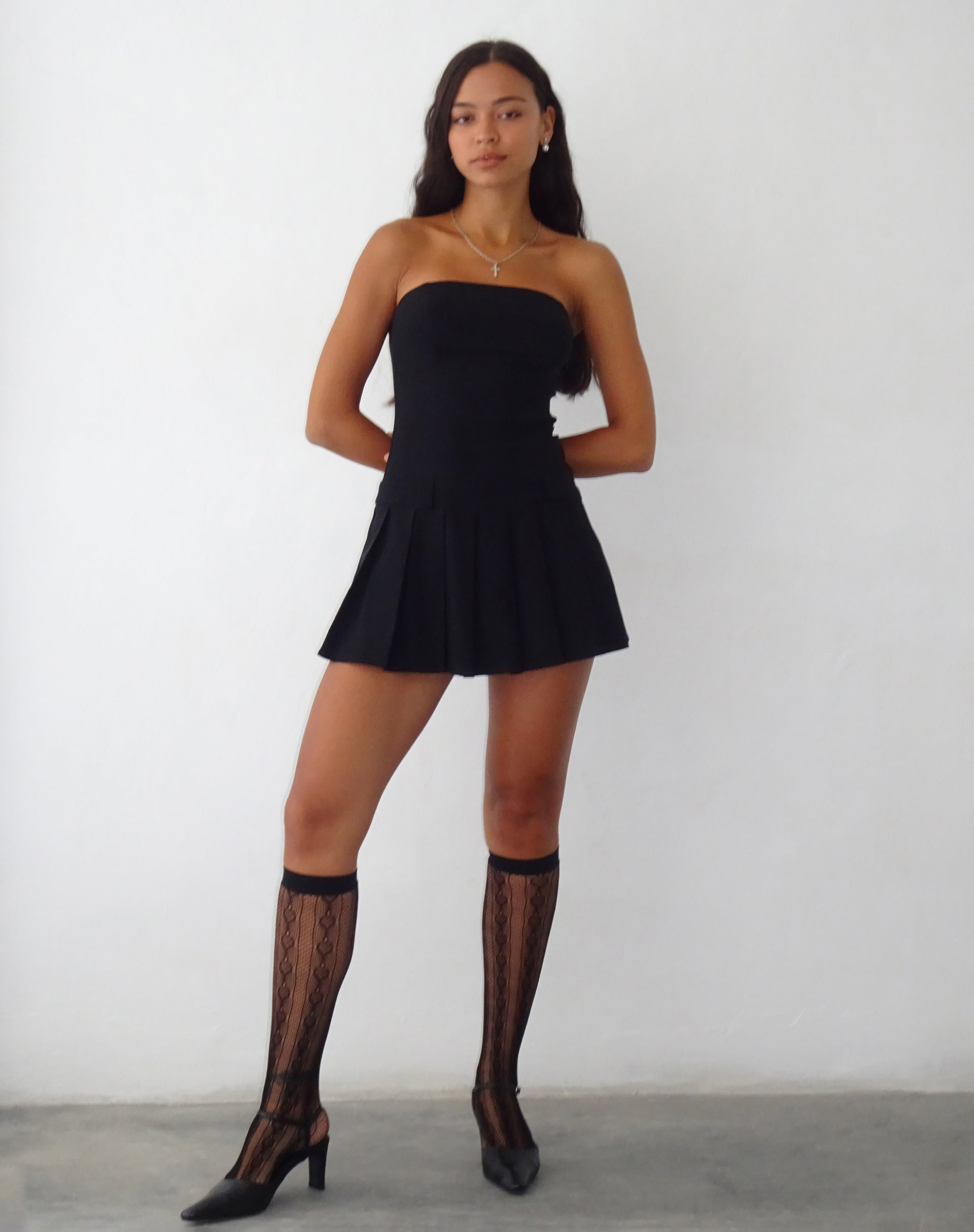 payoda bandeau mini dress Women's Payoda Bandeau Mini Dress in Dark Grey, XL , Pleated , Zip Up grey