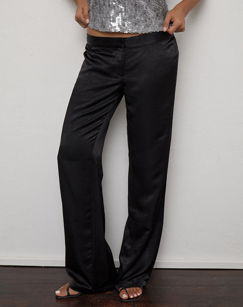 Image of Kasala Slim Trouser in Satin Black