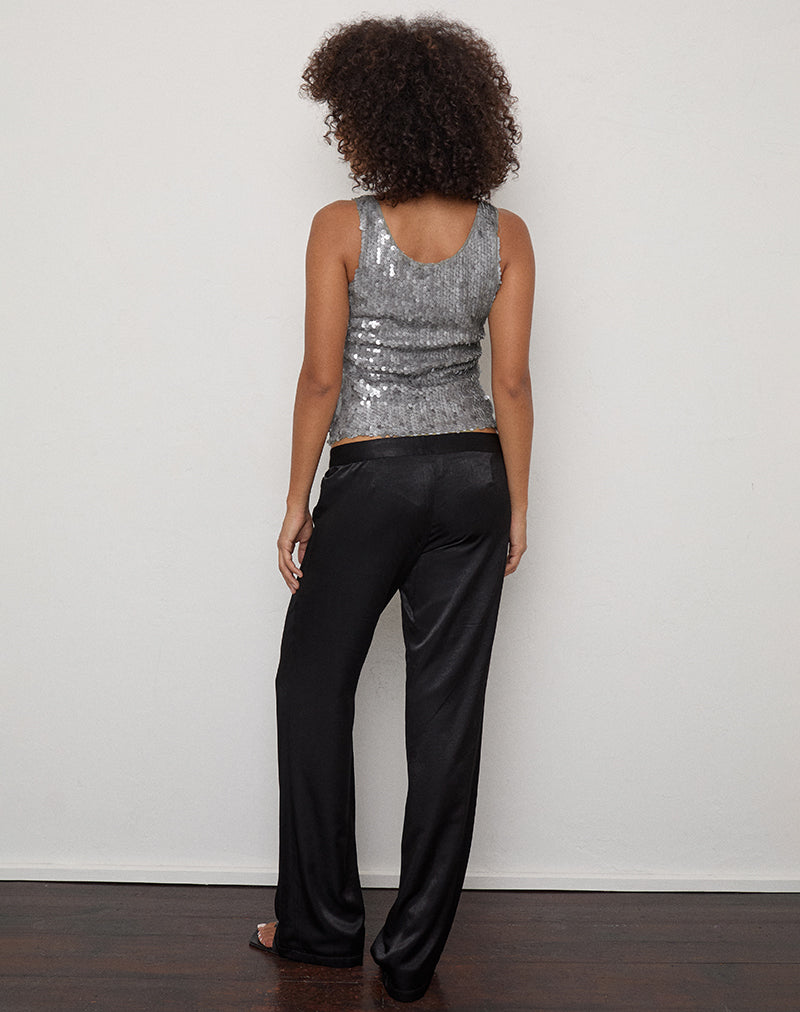 Image of Kasala Slim Trouser in Satin Black