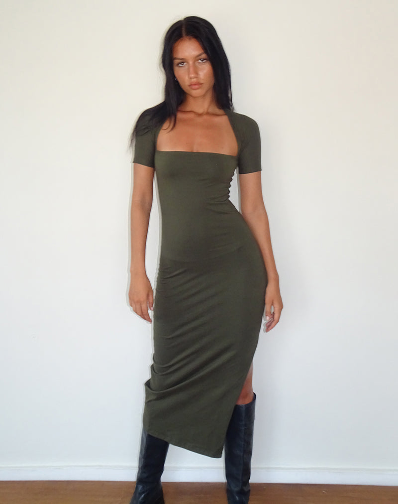 Quala Midi Dress in Olive