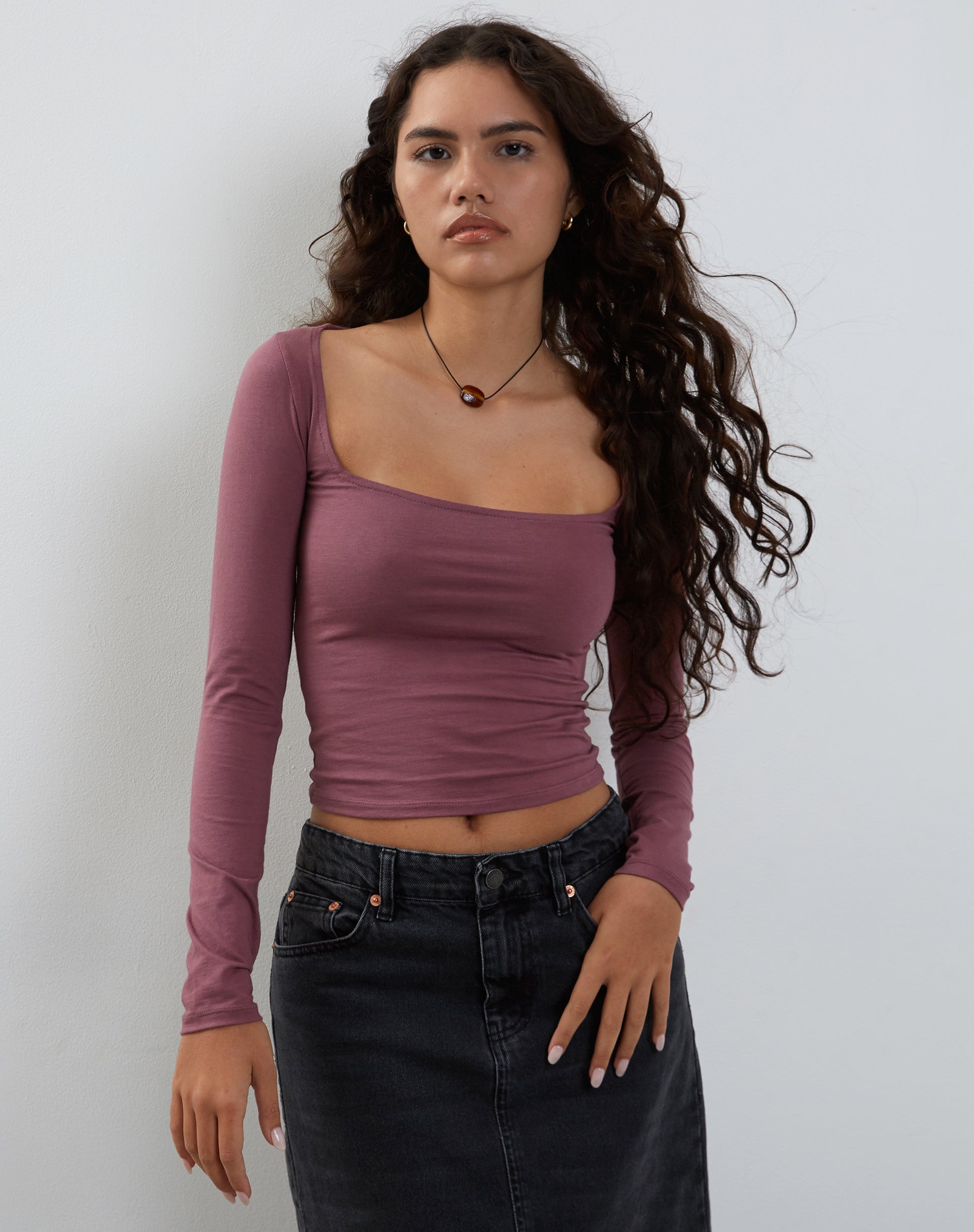 IMAGE OF Quebon Long Sleeve Top in Mauve