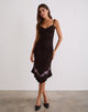 Image of Quelin Midi Dress in Chocolate Brown with Rose Embroidery