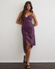 Image of Quinn Asymmetric Midi Dress in Sequin Deep Purple