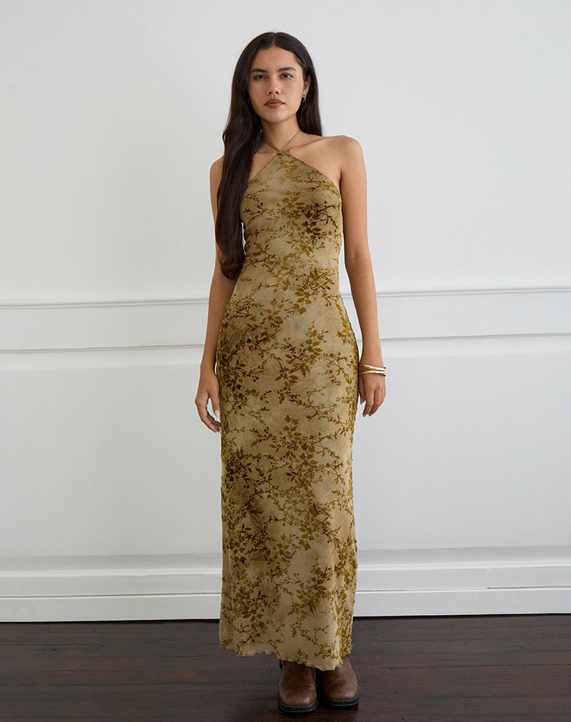 Image of Rabika Maxi Dress in Burn Velvet Green
