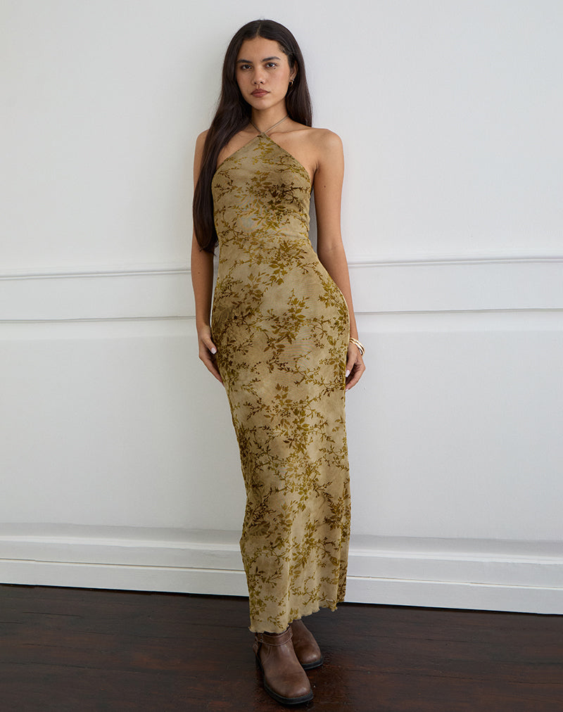 Image of Rabika Maxi Dress in Burn Velvet Green