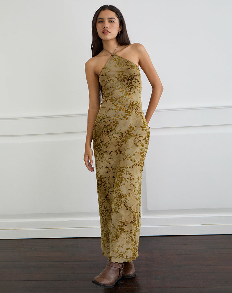 Image of Rabika Maxi Dress in Burn Velvet Green