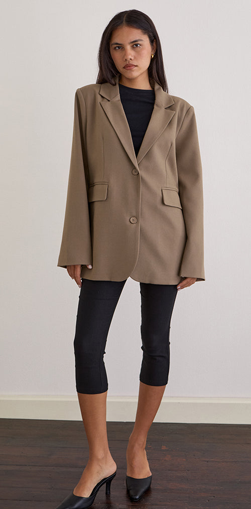 Image of Maiwa Blazer in Textured Tailoring Beige