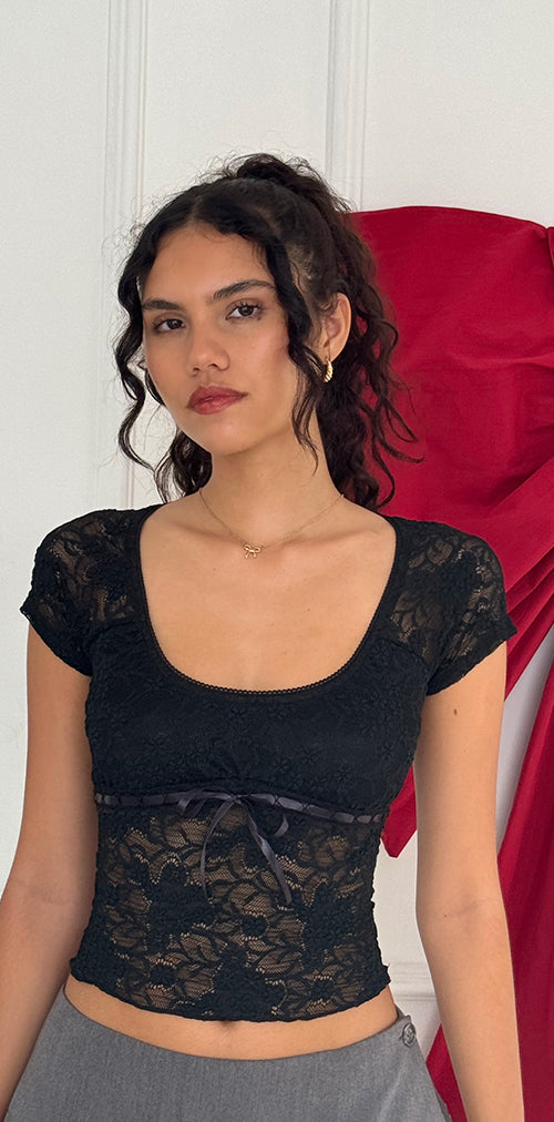 Image of Rada Top in Lace Black