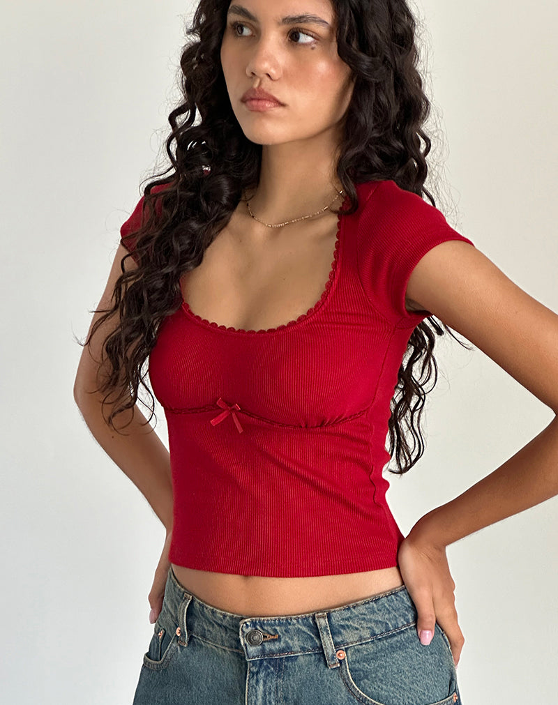 Adrenaline Red Rib Top | Rada – motelrocks.com