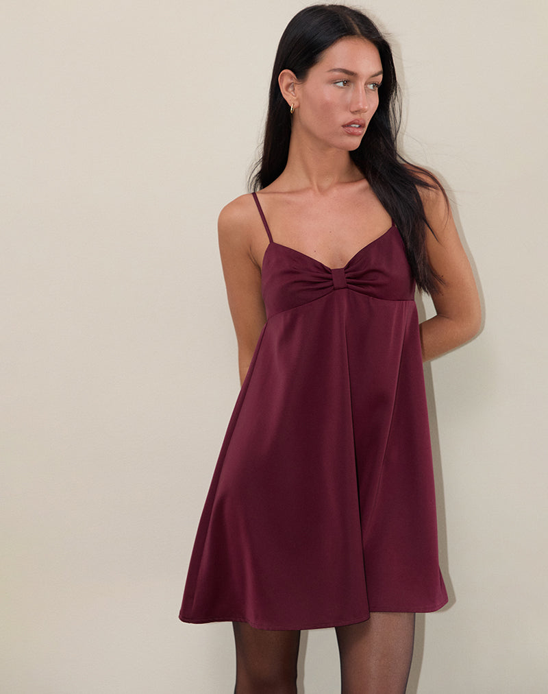 Burgundy Red Satin Mini Dress Rafaila motelrocks