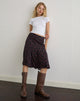 Image of Rahyu Midi Skirt in Dark Pink Rose Black