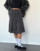 Image of Rahyu Midi Skirt in Black Ditsy Romance