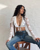 Image of Raine Unlined Cardigan in Ivory Big Rose Lace