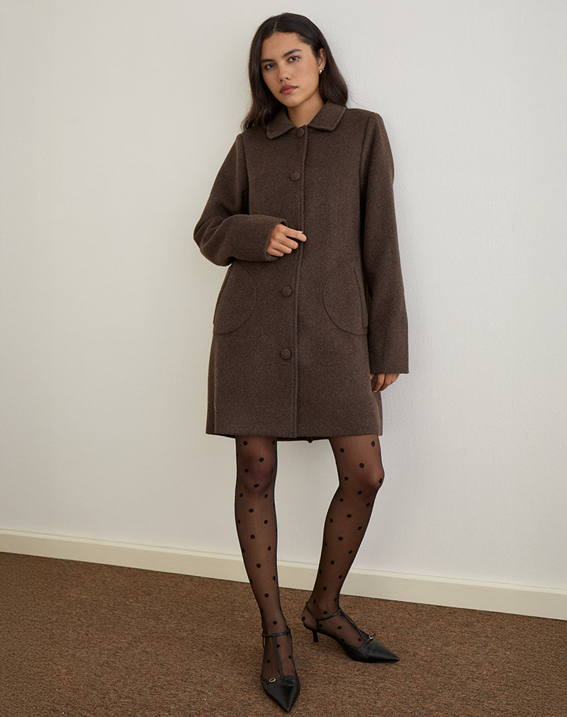 Image of Rakai Pea Coat in Chocolate Wool