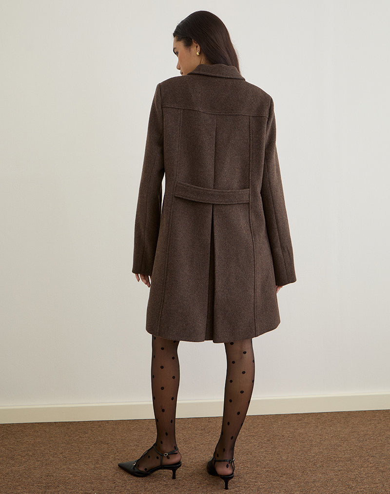 Image of Rakai Pea Coat in Chocolate Wool
