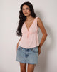 Image of Ralia Tie Front Top in Peplum Light Pink