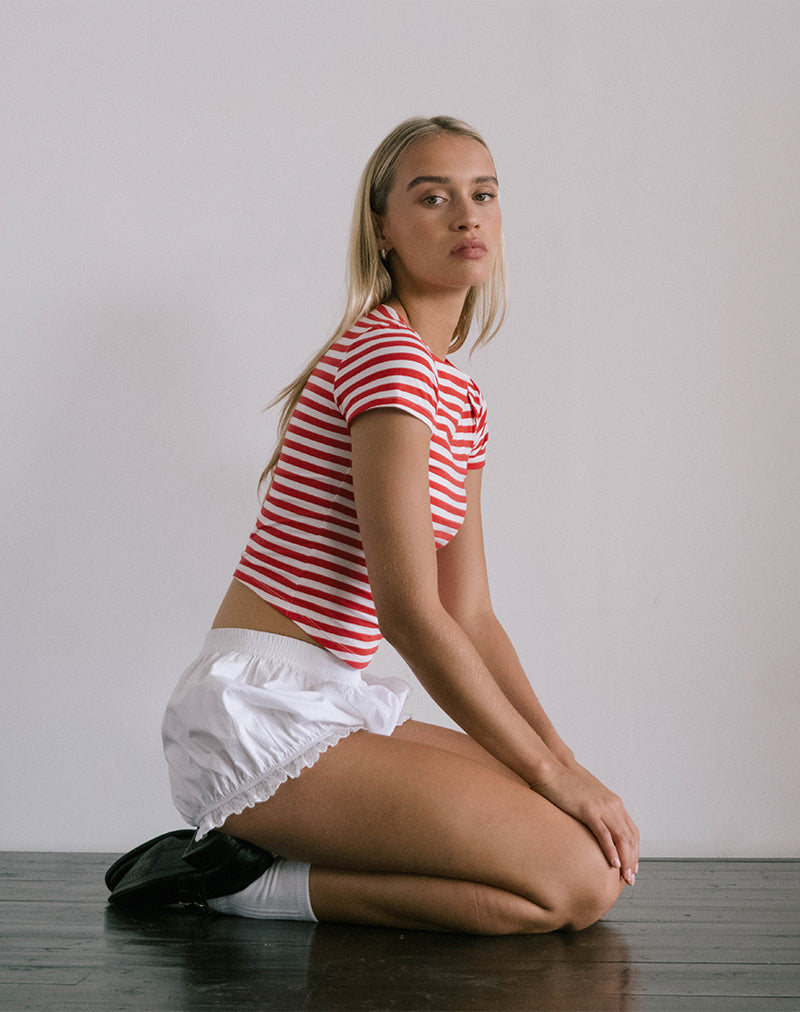 Ralina Top in Red and White Stripe