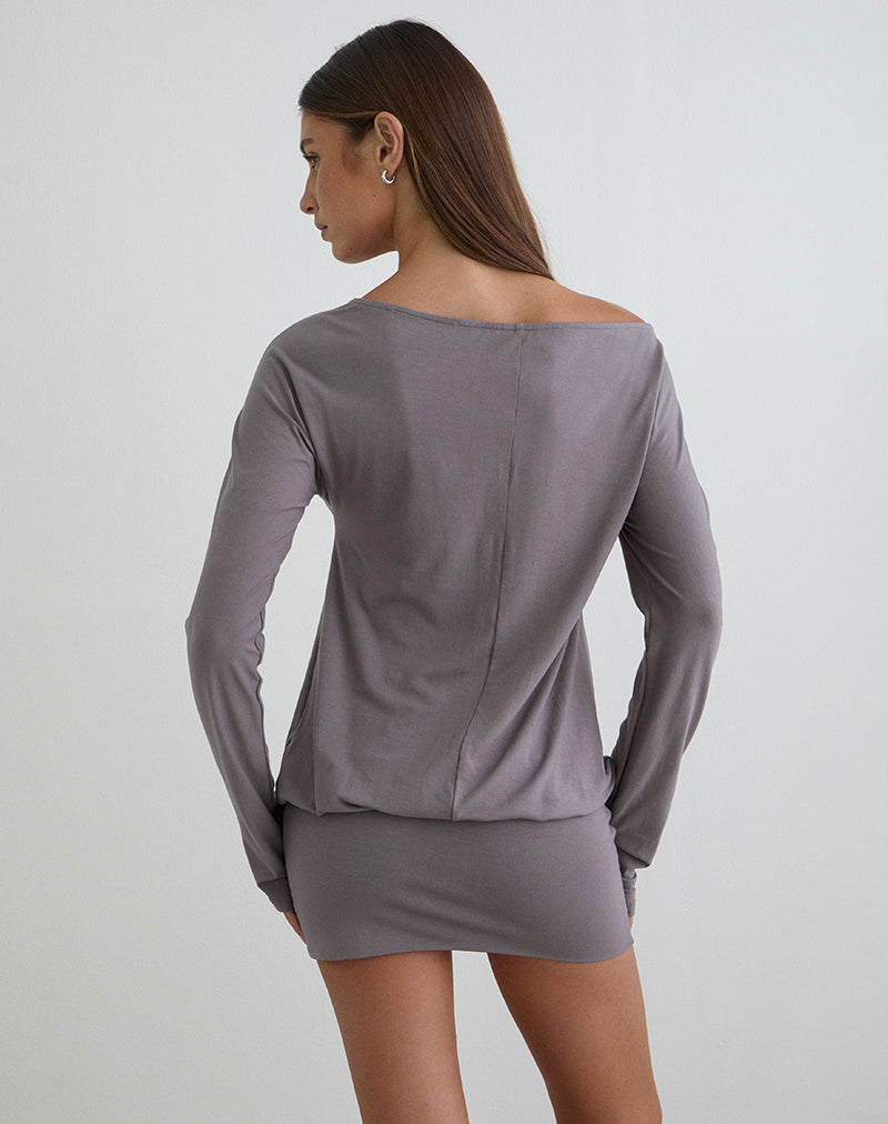 Image of Raluca Long Sleeve Mini Dress in Grey Lavender