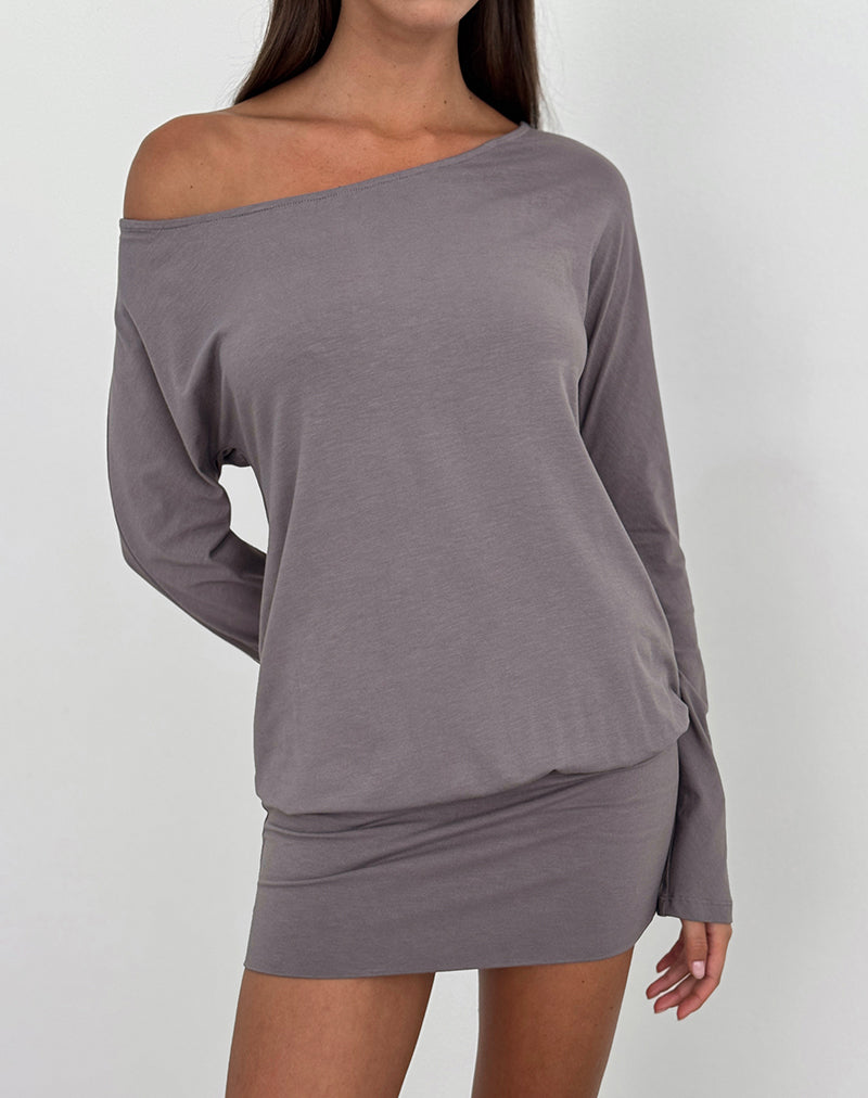 Image of Raluca Long Sleeve Mini Dress in Grey Lavender