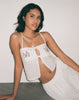 Image of Ramika Tie Front Embroidered Cami Top in White Broderie
