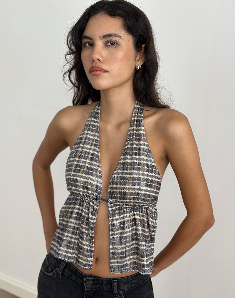 Image of Ramilo Top in Sequin Vintage Check Brown