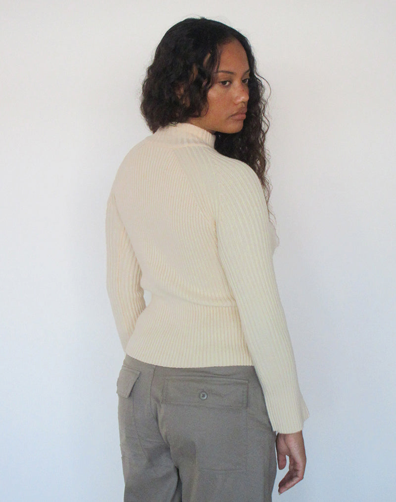 Image of Ranala High Neck Jumper in Knit Cream