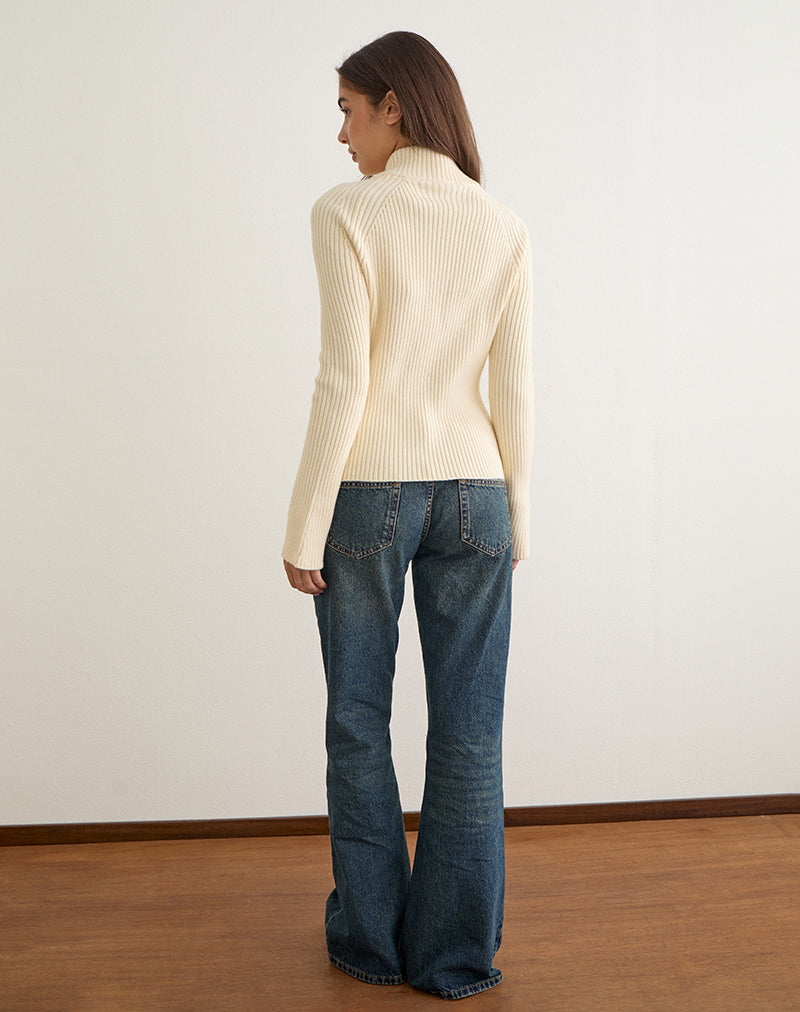 Image of Ranala High Neck Jumper in Knit Cream