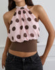 Image of Rania Top in Pink Chiffon with Bold Polka Print