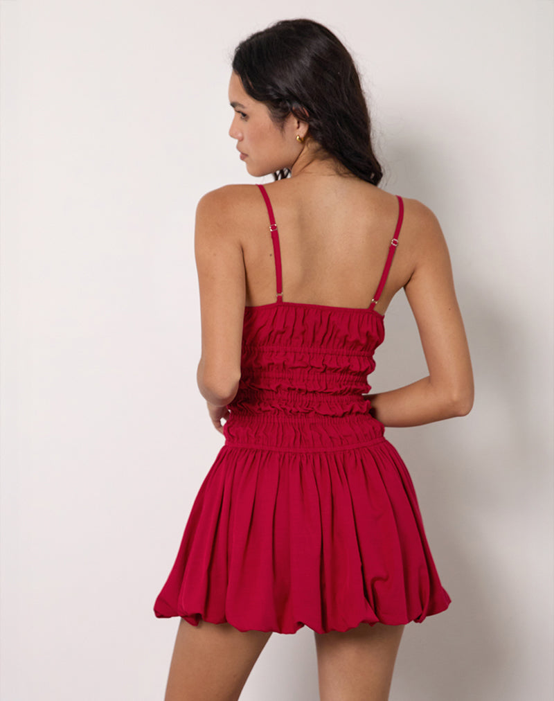 Image of Rasmil Bubble Mini Dress in Adrenaline Red