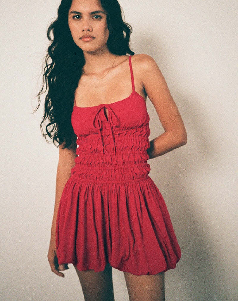 Image of Rasmil Bubble Mini Dress in Adrenaline Red