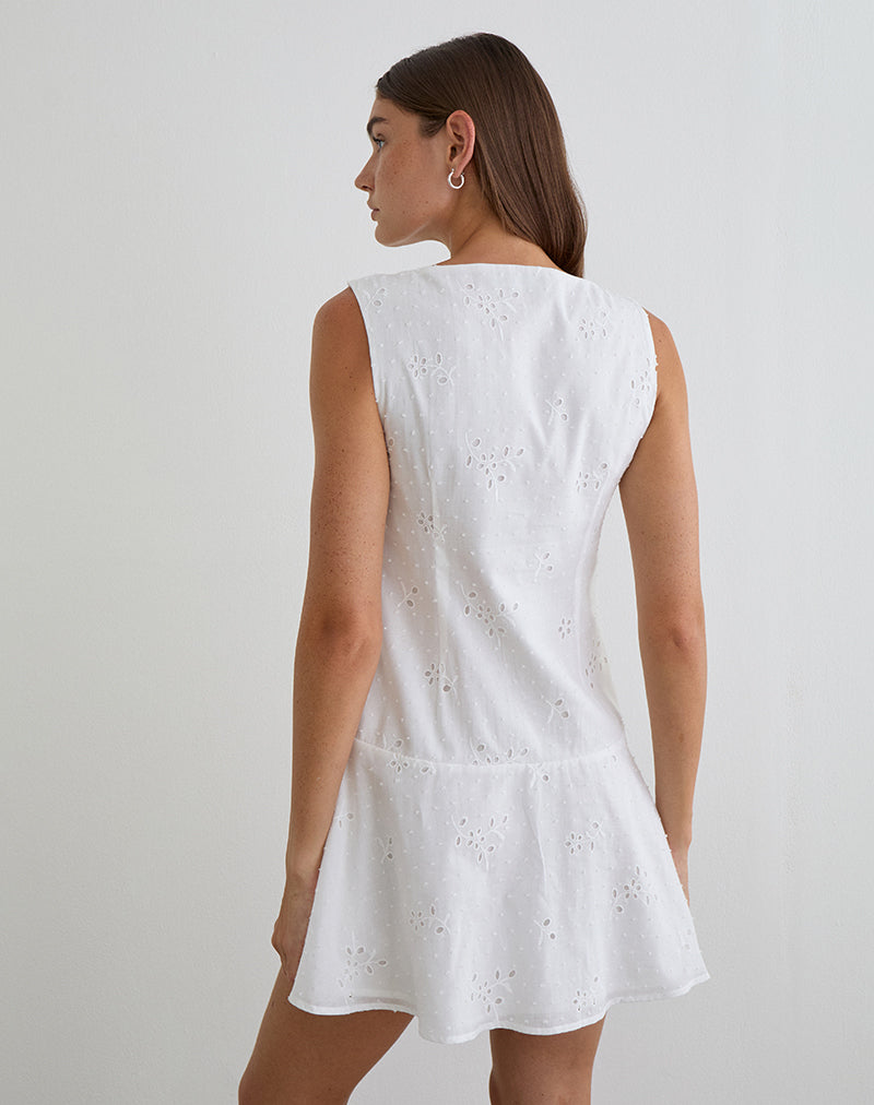 Image of Raspati Mini Dress in Broderie White