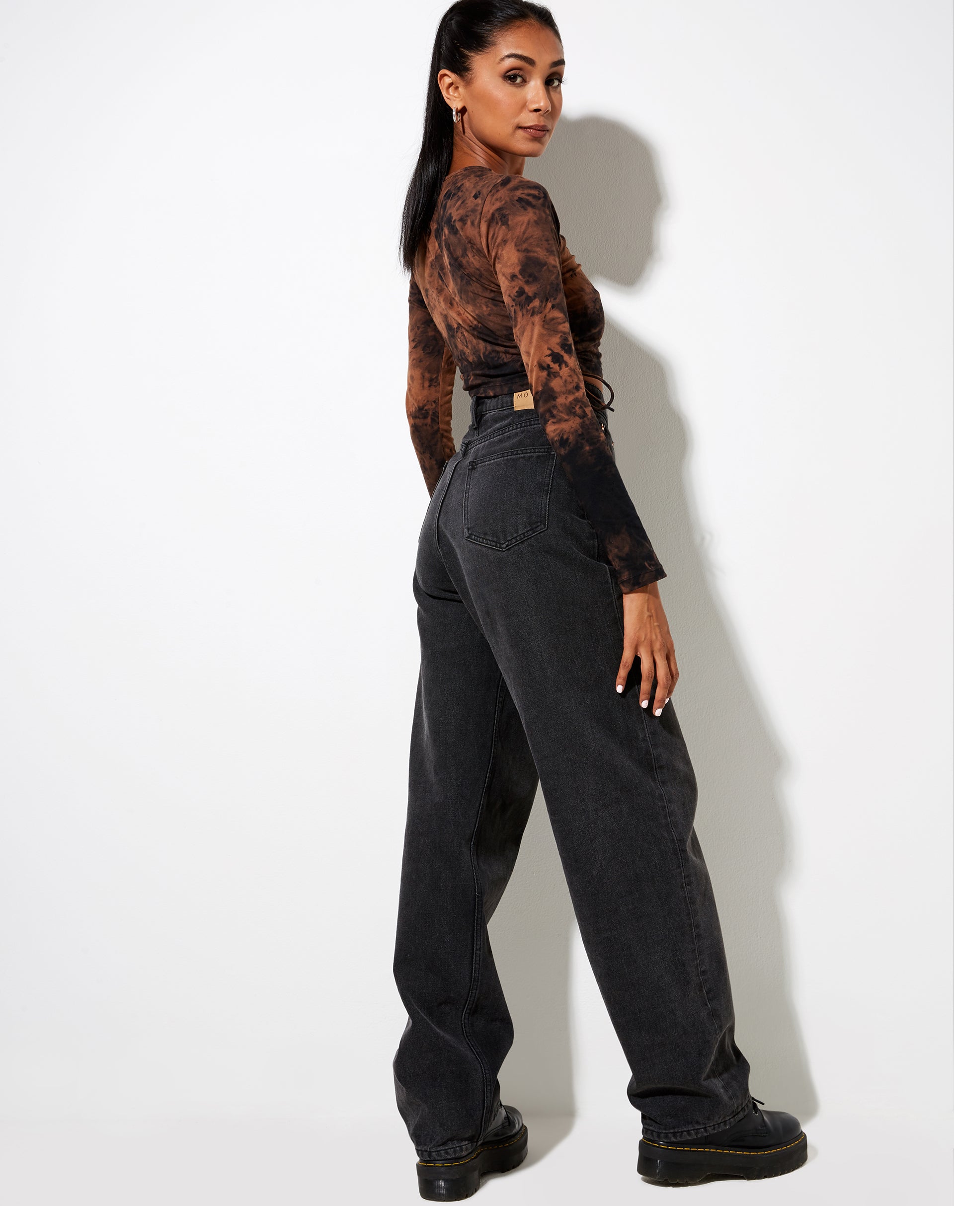 Razelo Crop Top in Black Rust Tie Dye motelrocks
