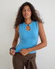 Image of Reita Keyhole Top with Bead in Knit Blue