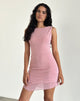 Image of Renata Asymmetrical Mini Dress in Mesh Baby Pink