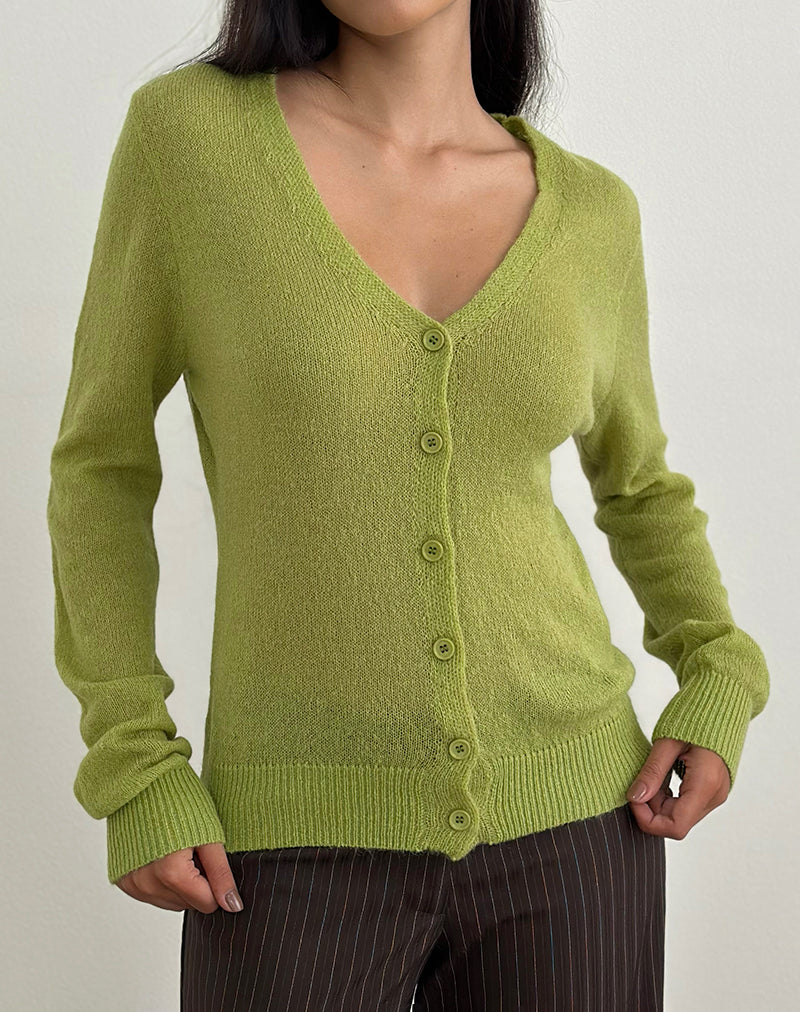Image of Renisa Cardigan in Sheer Knit Green